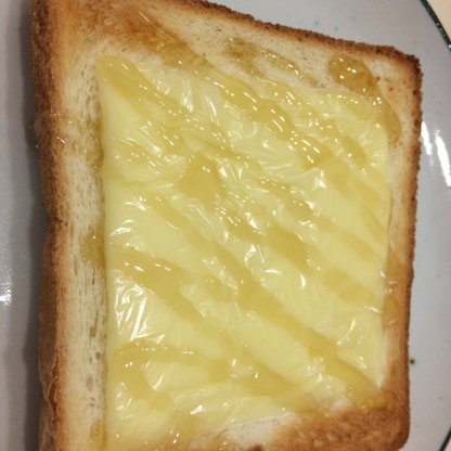 チーズの塩気でハチミツが美味しいトーストでした。ご馳走様です☆